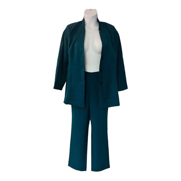 Monroe & Main Washable Dark Green 3-Button Office Career Business Suit Pant Set - Picture 3 of 16